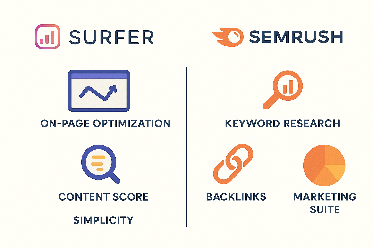 Features of surfer seo and semrush
