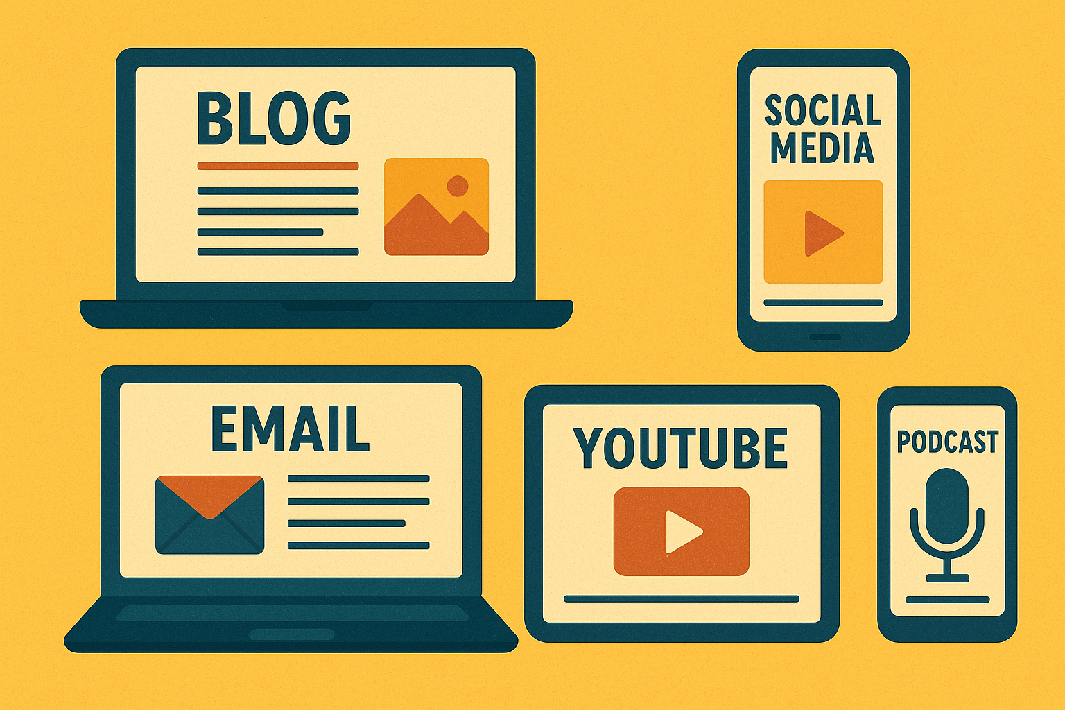 headline generator multiple devices — blog, social media, email, YouTube, podcast