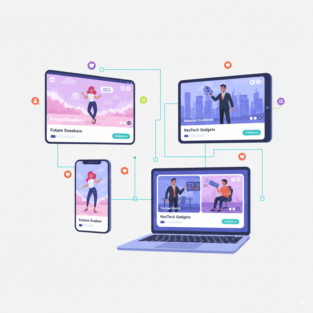 Generated Image September 13, 2025 - 7_12PM AI-generated UGC ads on multiple devices