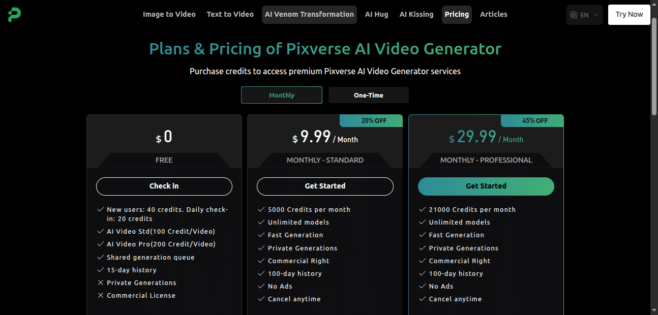 Pixverse pricing
