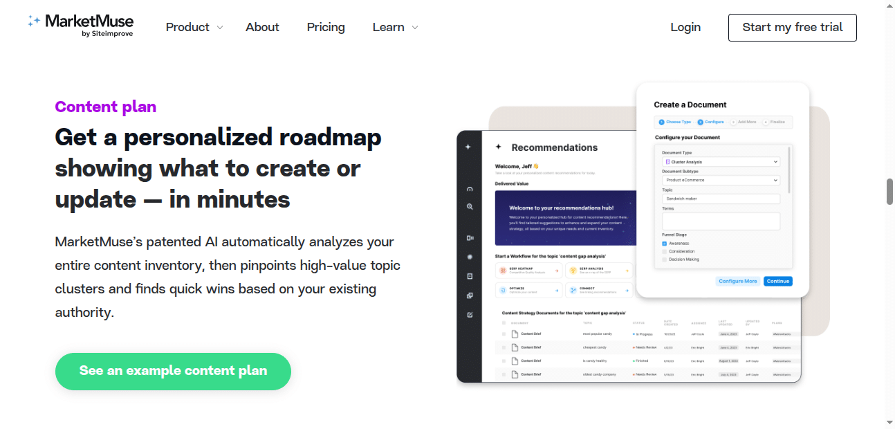 Get a personalized roadmap showing what to create or update 