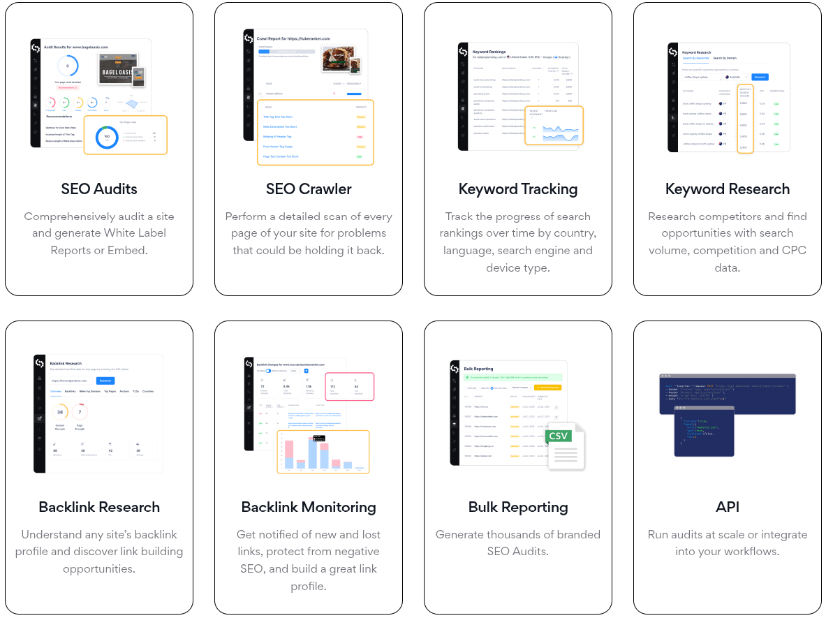 comprehensive suite of tools covering every SEO function