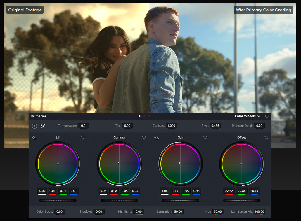 DaVinci-Resolve-–-Color-Blackmagic-Design-10-04-2025_11_19_AM DaVinci Resolve color wheels and scopes on ultrawide monitor