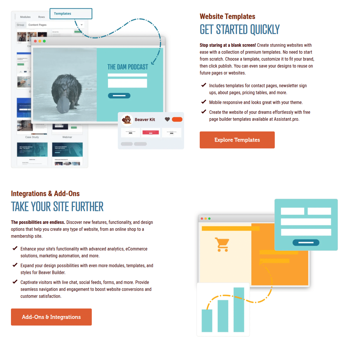 website template and integrations